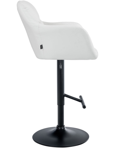 Tabouret de bar réglable haut de gamme en Polyuréthane Blanc Métal Noir Mirexa - 3