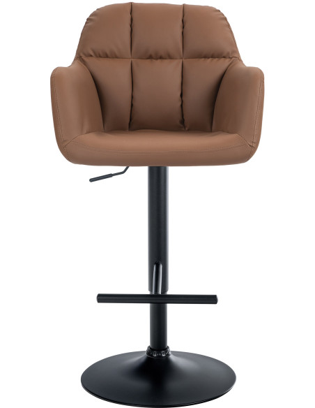 Tabouret de bar réglable haut de gamme en Polyuréthane Marron clair Métal Noir Mirexa - 2