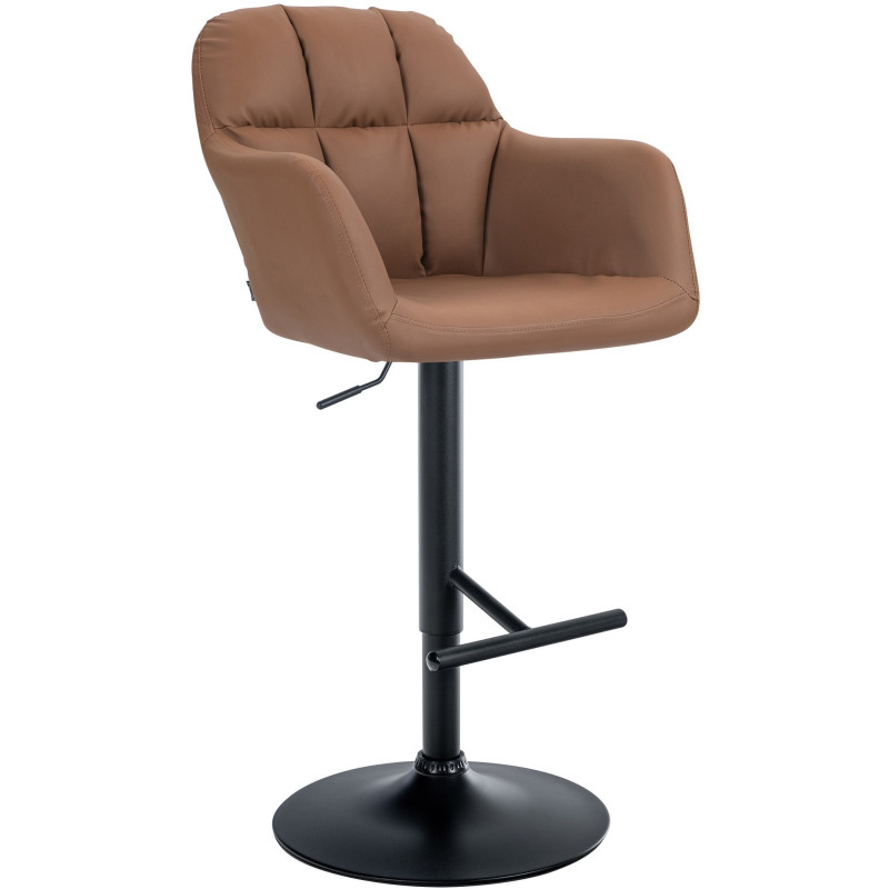 Tabouret de bar réglable haut de gamme en Polyuréthane Marron clair Métal Noir Mirexa - 1