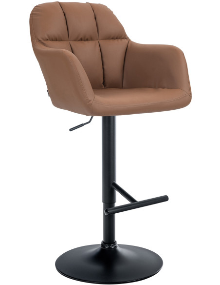 Tabouret de bar réglable haut de gamme en Polyuréthane Marron clair Métal Noir Mirexa - 1