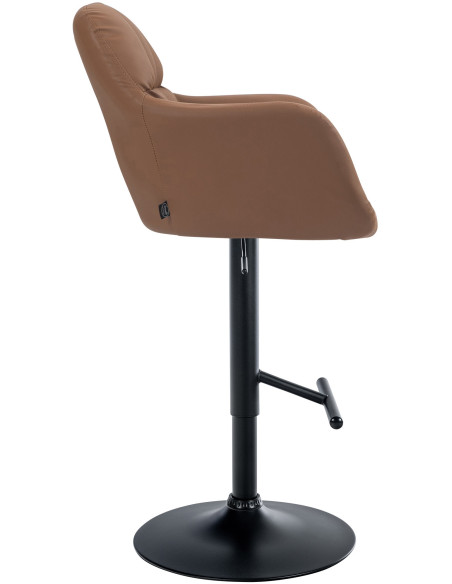 Tabouret de bar réglable haut de gamme en Polyuréthane Marron clair Métal Noir Mirexa - 3