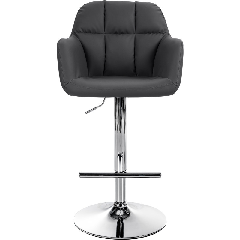 Tabouret de bar réglable haut de gamme en Polyuréthane Noir Métal Argenté Mirexa - 2