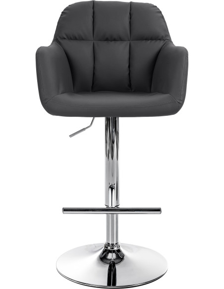 Tabouret de bar réglable haut de gamme en Polyuréthane Noir Métal Argenté Mirexa - 2