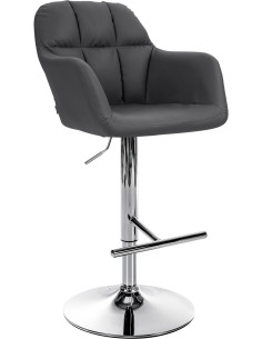 Tabouret de bar réglable haut de gamme en Polyuréthane Noir Métal Argenté Mirexa - 1