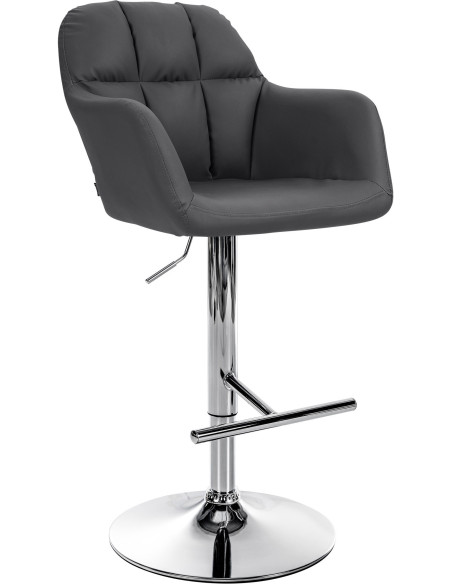 Tabouret de bar réglable haut de gamme en Polyuréthane Noir Métal Argenté Mirexa - 1