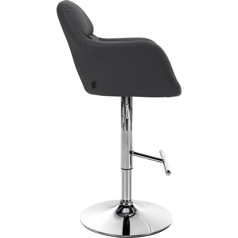 Tabouret de bar réglable haut de gamme en Polyuréthane Noir Métal Argenté Mirexa - 3