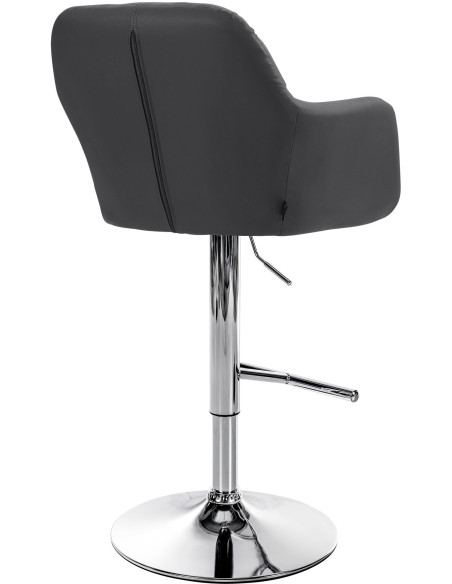 Tabouret de bar réglable haut de gamme en Polyuréthane Noir Métal Argenté Mirexa - 4