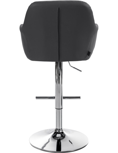 Tabouret de bar réglable haut de gamme en Polyuréthane Noir Métal Argenté Mirexa - 5