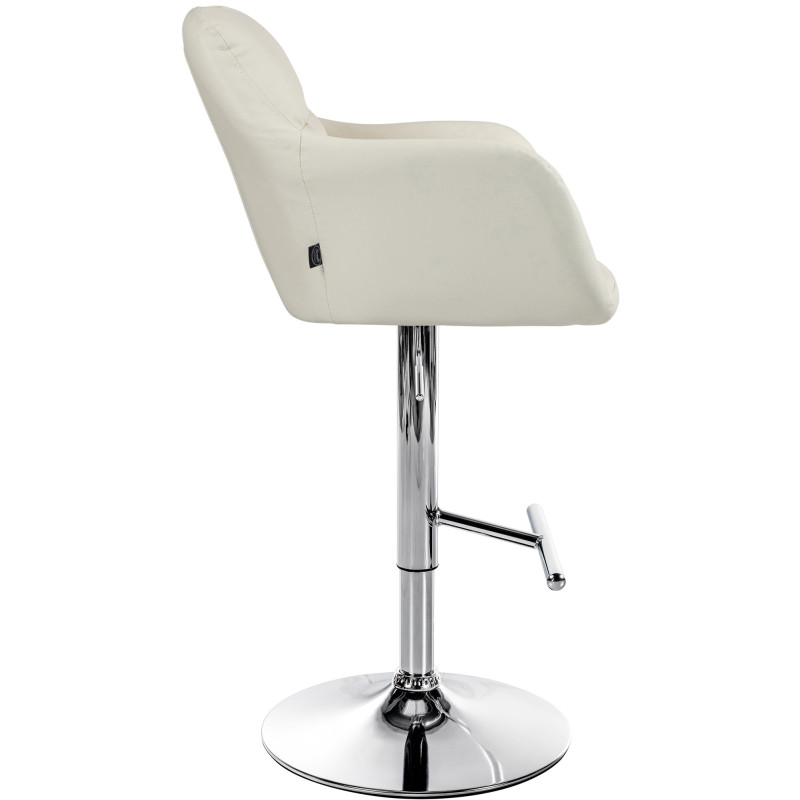Tabouret de bar réglable haut de gamme en Polyuréthane Blanc crème Métal Argenté Mirexa - 3