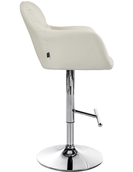 Tabouret de bar réglable haut de gamme en Polyuréthane Blanc crème Métal Argenté Mirexa - 3
