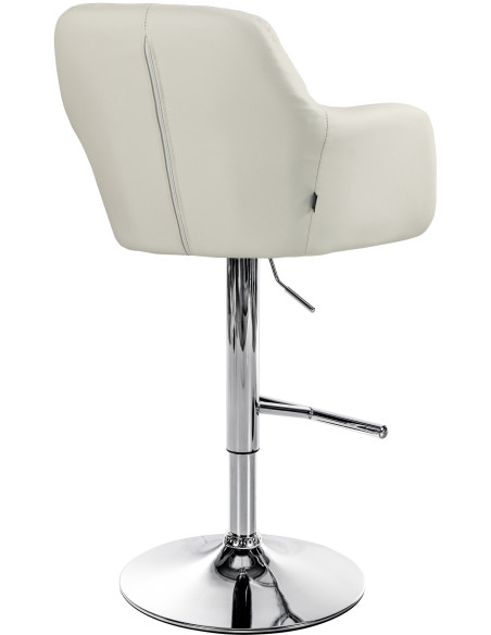 Tabouret de bar réglable haut de gamme en Polyuréthane Blanc crème Métal Argenté Mirexa - 4