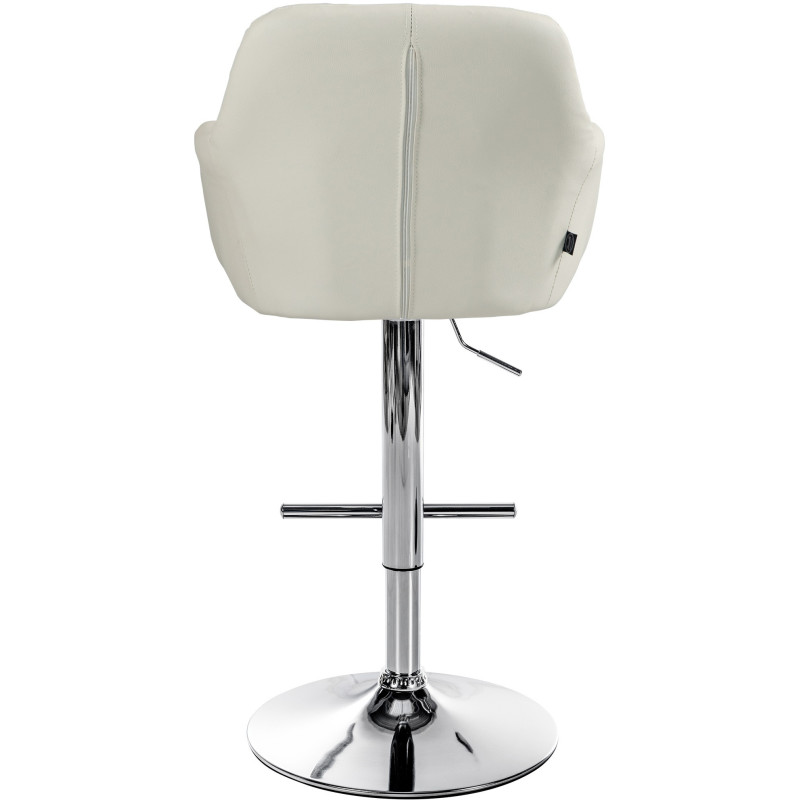 Tabouret de bar réglable haut de gamme en Polyuréthane Blanc crème Métal Argenté Mirexa - 5
