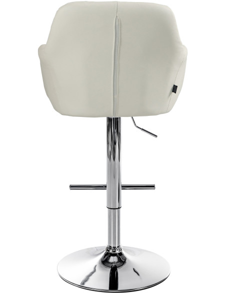 Tabouret de bar réglable haut de gamme en Polyuréthane Blanc crème Métal Argenté Mirexa - 5