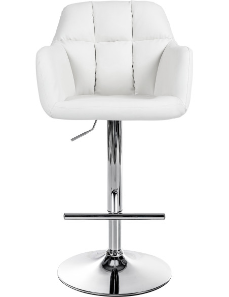Tabouret de bar réglable haut de gamme en Polyuréthane Blanc Métal Argenté Mirexa - 2