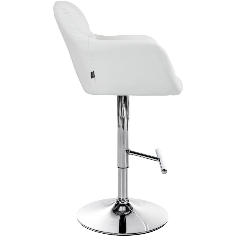 Tabouret de bar réglable haut de gamme en Polyuréthane Blanc Métal Argenté Mirexa - 3