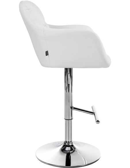 Tabouret de bar réglable haut de gamme en Polyuréthane Blanc Métal Argenté Mirexa - 3