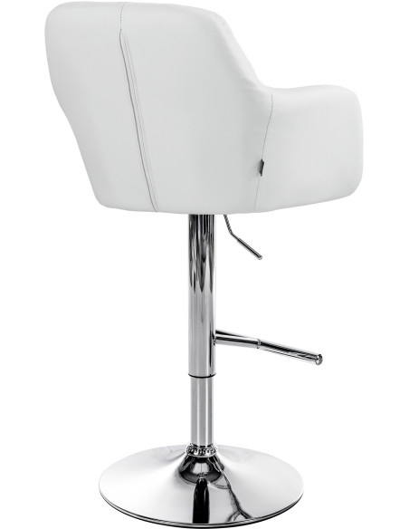 Tabouret de bar réglable haut de gamme en Polyuréthane Blanc Métal Argenté Mirexa - 4