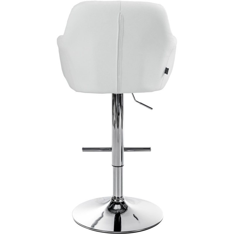 Tabouret de bar réglable haut de gamme en Polyuréthane Blanc Métal Argenté Mirexa - 5