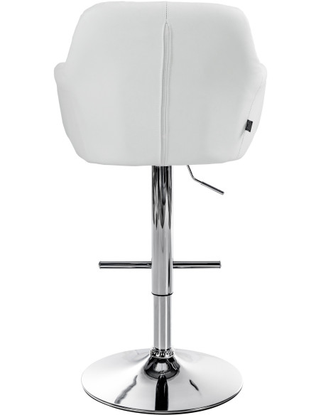 Tabouret de bar réglable haut de gamme en Polyuréthane Blanc Métal Argenté Mirexa - 5