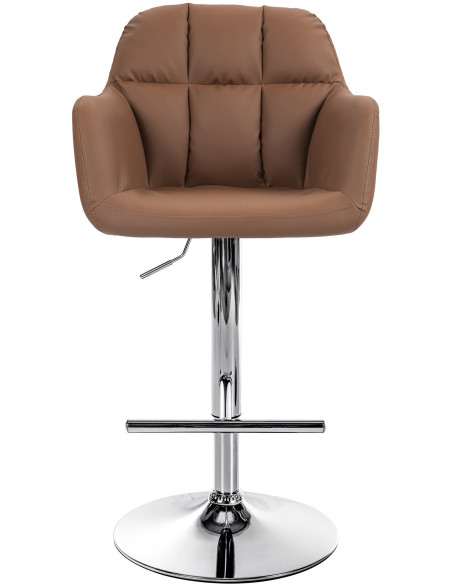 Tabouret de bar réglable haut de gamme en Polyuréthane Marron clair Métal Argenté Mirexa - 2