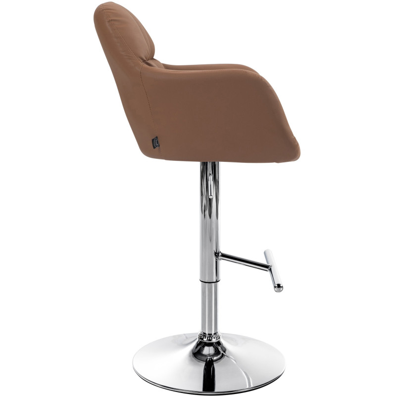 Tabouret de bar réglable haut de gamme en Polyuréthane Marron clair Métal Argenté Mirexa - 3