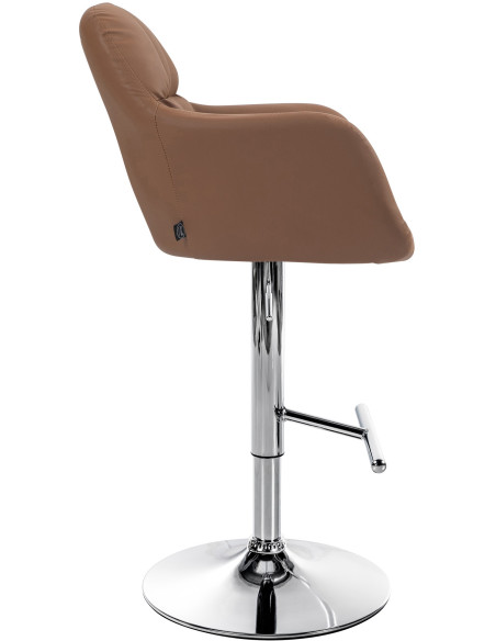 Tabouret de bar réglable haut de gamme en Polyuréthane Marron clair Métal Argenté Mirexa - 3