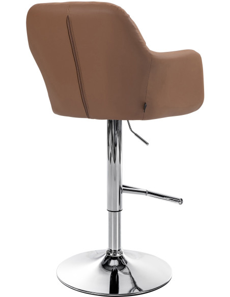 Tabouret de bar réglable haut de gamme en Polyuréthane Marron clair Métal Argenté Mirexa - 4