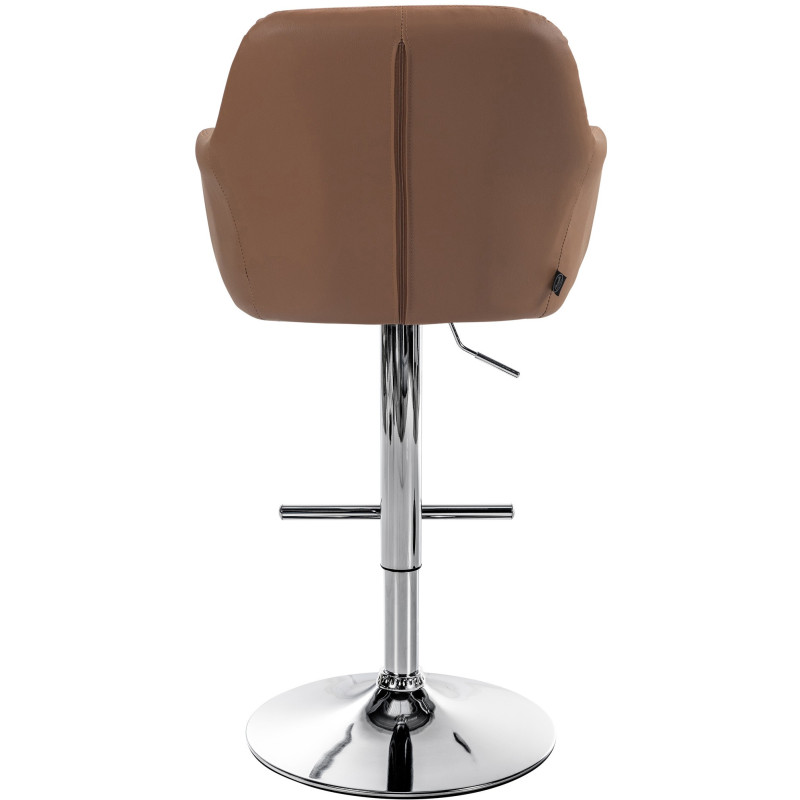 Tabouret de bar réglable haut de gamme en Polyuréthane Marron clair Métal Argenté Mirexa - 5