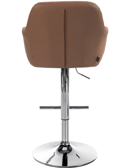 Tabouret de bar réglable haut de gamme en Polyuréthane Marron clair Métal Argenté Mirexa - 5