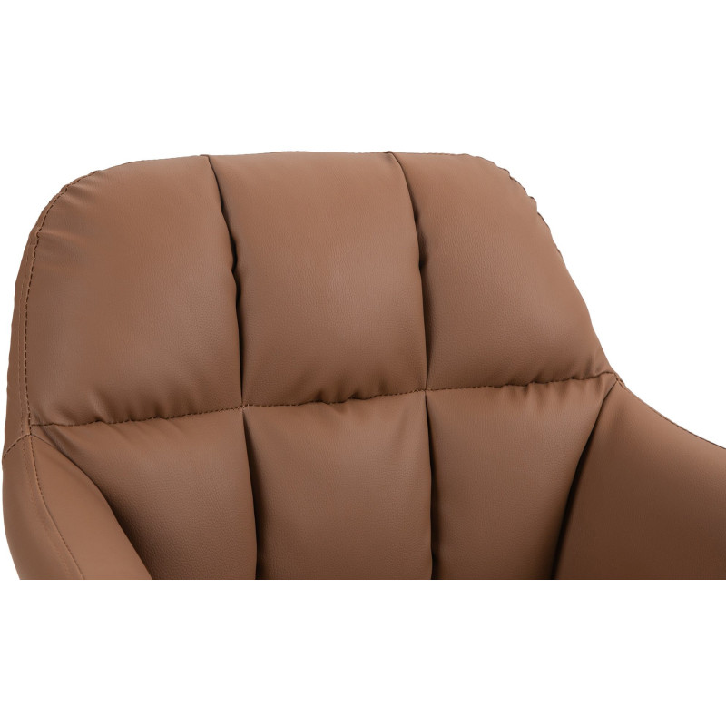 Tabouret de bar réglable haut de gamme en Polyuréthane Marron clair Métal Argenté Mirexa - 6