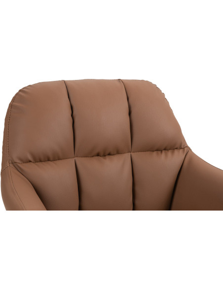 Tabouret de bar réglable haut de gamme en Polyuréthane Marron clair Métal Argenté Mirexa - 6