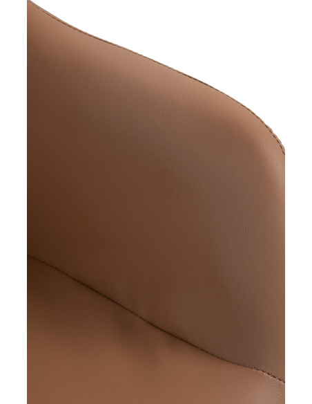 Tabouret de bar réglable haut de gamme en Polyuréthane Marron clair Métal Argenté Mirexa - 7