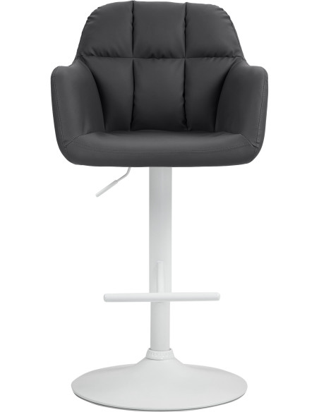 Tabouret de bar réglable haut de gamme en Polyuréthane Noir Métal Blanc Mirexa - 2