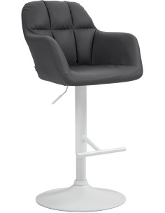 Tabouret de bar réglable haut de gamme en Polyuréthane Noir Métal Blanc Mirexa - 1