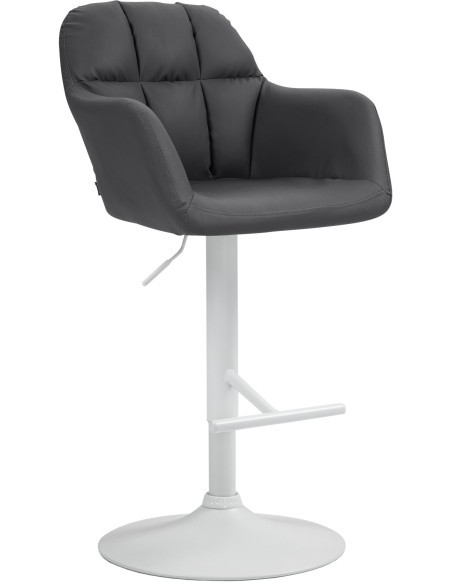 Tabouret de bar réglable haut de gamme en Polyuréthane Noir Métal Blanc Mirexa - 1
