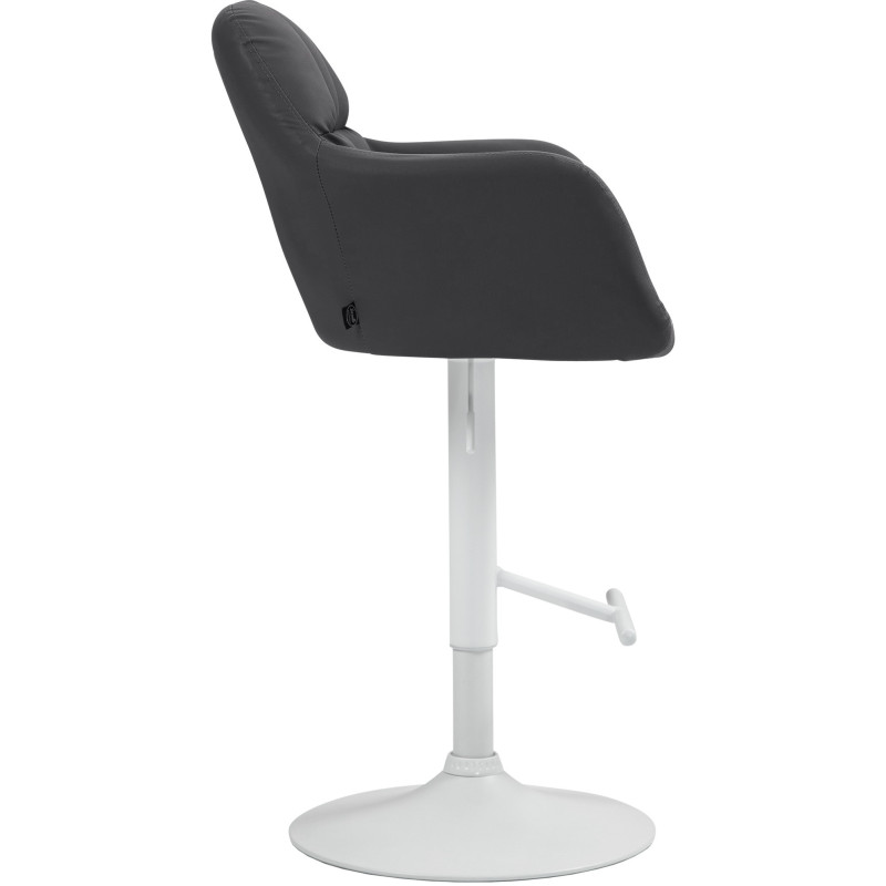 Tabouret de bar réglable haut de gamme en Polyuréthane Noir Métal Blanc Mirexa - 3