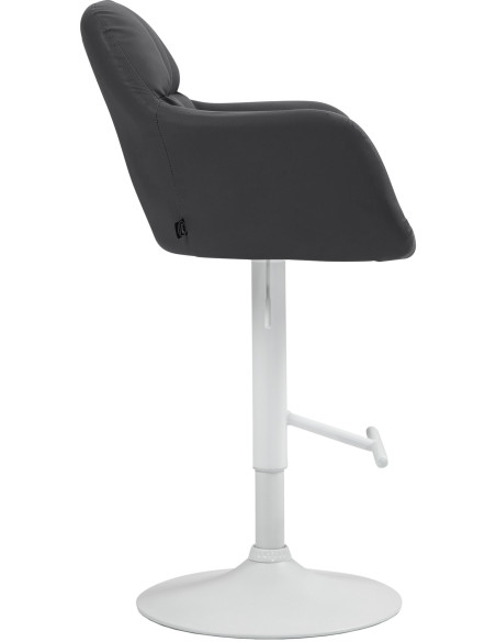 Tabouret de bar réglable haut de gamme en Polyuréthane Noir Métal Blanc Mirexa - 3