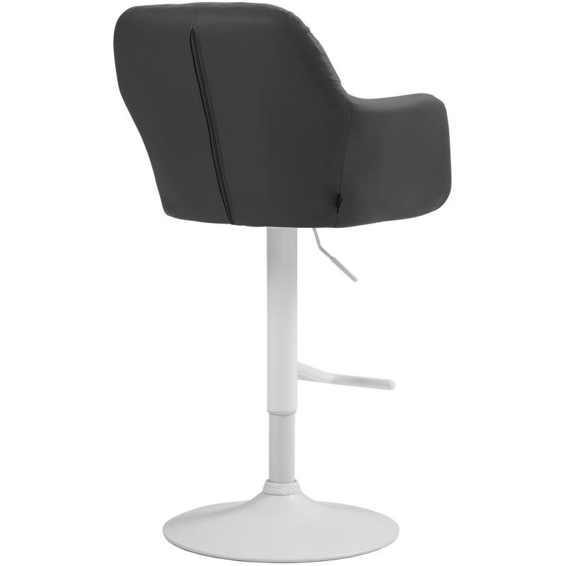 Tabouret de bar réglable haut de gamme en Polyuréthane Noir Métal Blanc Mirexa - 4