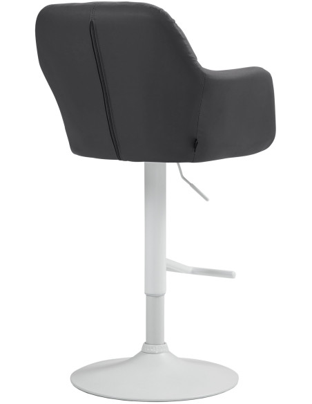 Tabouret de bar réglable haut de gamme en Polyuréthane Noir Métal Blanc Mirexa - 4