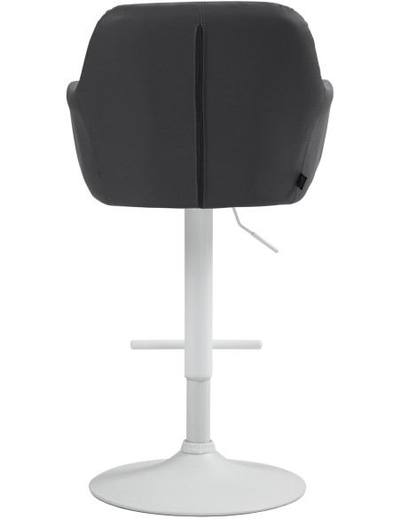 Tabouret de bar réglable haut de gamme en Polyuréthane Noir Métal Blanc Mirexa - 5