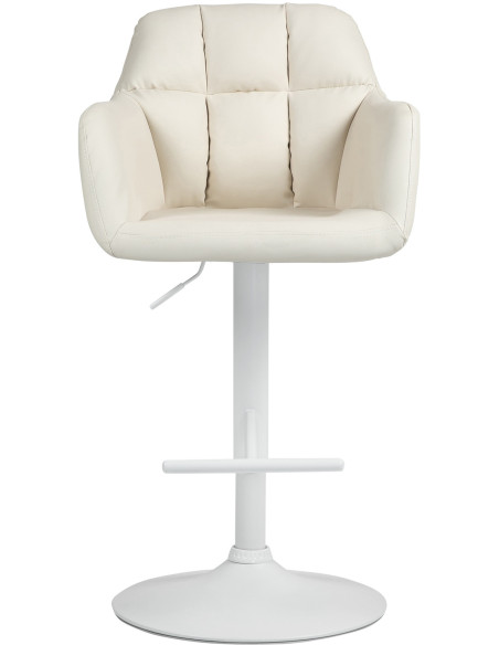 Tabouret de bar réglable haut de gamme en Polyuréthane Blanc crème Métal Blanc Mirexa - 2