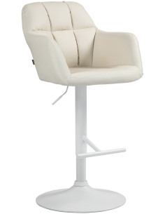 Tabouret de bar réglable haut de gamme en Polyuréthane Blanc crème Métal Blanc Mirexa - 1