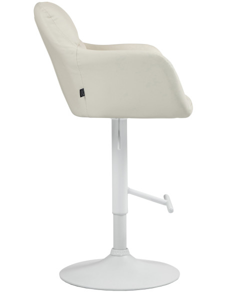 Tabouret de bar réglable haut de gamme en Polyuréthane Blanc crème Métal Blanc Mirexa - 3