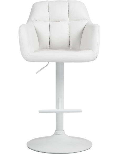 Tabouret de bar réglable haut de gamme en Polyuréthane Blanc Métal Blanc Mirexa - 2