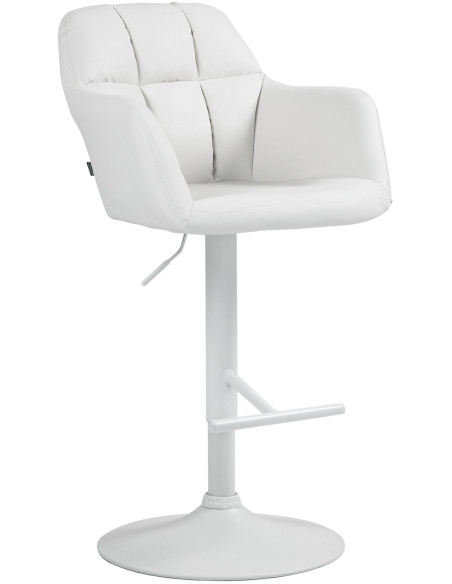Tabouret de bar réglable haut de gamme en Polyuréthane Blanc Métal Blanc Mirexa - 1