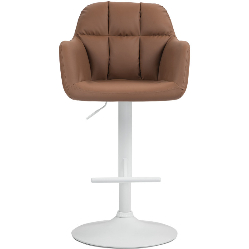 Tabouret de bar réglable haut de gamme en Polyuréthane Marron clair Métal Blanc Mirexa - 2