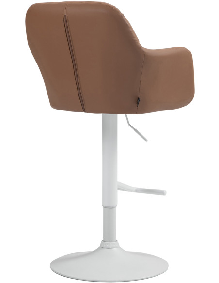 Tabouret de bar réglable haut de gamme en Polyuréthane Marron clair Métal Blanc Mirexa - 4