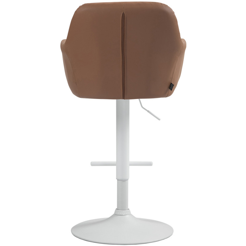 Tabouret de bar réglable haut de gamme en Polyuréthane Marron clair Métal Blanc Mirexa - 5