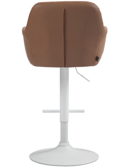 Tabouret de bar réglable haut de gamme en Polyuréthane Marron clair Métal Blanc Mirexa - 5