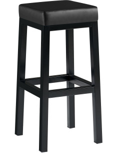 Tabouret de bar carré Hauteur 85 cm en Polyuréthane Noir Métal Noir Havria - 1